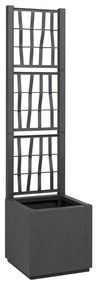 Sötétszürke Kerti Cserép Trellis-szel - 36x36x140 cm