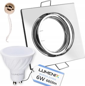 Lámpatest szett Négyzet Mozgatható Króm izzó GU10 Led 6W Hideg