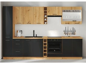 Alsó konyhaszekrény Meriel 60 D 3S BB (fekete + artisan tölgy). 1033978