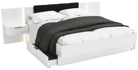 DOTA francia ágy + ágyrács + matrac  DE LUX + éjjeli szekrények, 180x200, fehér