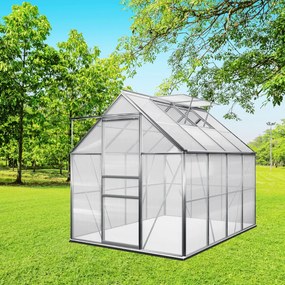 M4 polikarbonát kerti üvegház alappal, 250x190x195cm, átlátszó Gardebruk