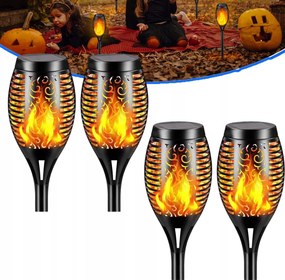 4x Led-es Napelemes Lámpák Kerti Fáklya Beszúrható Láng Kerti Tűz