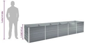 szürke horganyzott acél kerti magaságyás 400 x 80 x 77 cm