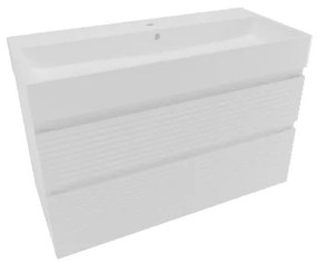 Naturel Savona Fürdőszobaszekrény mosdóval, 2 fiókos 98x53x44,8 cm fényes fehér SAVONA2100BISAT