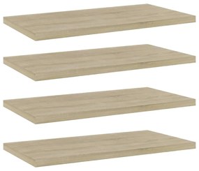 4 db sonoma tölgy színű szerelt fa könyvespolc 40 x 20 x 1,5 cm