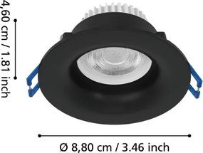 Eglo 902273 -LED fürdőszobai süllyesztett mennyezeti lámpa SALABATE LED/4,9W/230V átm.8,8cm IP65 fekete