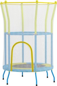 AIYAPLAY Gyermek Trambulin Ø140x190 cm - 3-6 Éveseknek Biztonsági Hálóval, Párnázott Rúddal, 45 kg Teherbírással Belső Használatra, Többszínű | Aosom