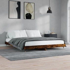 füstös tölgy színű szerelt fa ágykeret matrac nélkül 120x200 cm