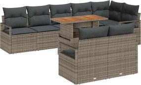 vidaXL Kerti Kanapé Szett párnával párnával 9 pcs Szürke és Barna