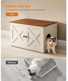 Feandrea macskaalom-bútor elrejtett kialakítással, 80 × 53 × 50 cm, barna és fehér színben