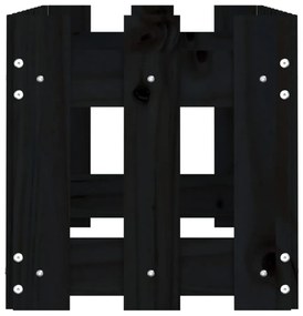 fekete tömör fenyőfa kerti magaságyás kerítéssel 100x30x30 cm
