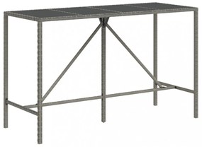 szürke polyrattan üveglapos bárasztal 180 x 70 x 110 cm