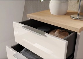 Krémszínű fényes magas-keskeny fürdőszoba szekrény 39x112 cm Tavira – Germania