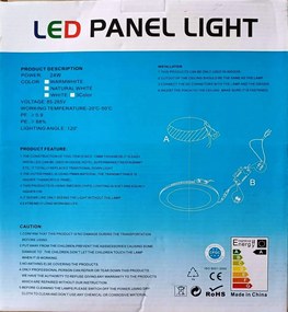 Beépíthető Kör Led Panel 24W meleg fehér