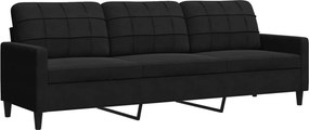 vidaXL 3 személyes fekete bársony kanapé 210 cm