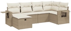 vidaXL 6 részes bézs polyrattan kerti ülőgarnitúra párnával