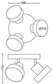 Philips 50603/31/P0 - LED Spotlámpa BUKKO 3xLED/4,5W/230V