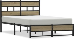 vidaXL sonoma tölgy színű fém ágykeret matrac nélkül 120 x 190 cm