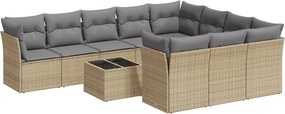 vidaXL 11 részes bézs polyrattan kerti ülőgarnitúra párnákkal