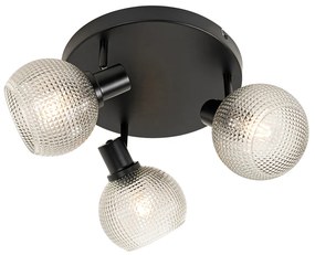 Design spotlámpa fekete füstüveggel 3-lámpás kerek - Chico