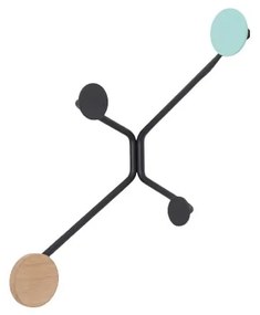 Hook fekete fali akasztó sarokba, mentazöld részletekkel - Gazzda