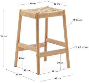 Natúr színű tölgyfa bárszék szett 2 db-os (ülésmagasság 66 cm) Yalia – Kave Home