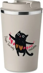 Prémium Termo Bögre Bézs Valentin Napi Ajándék Macska Szem Őrült KT_321