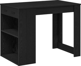 vidaXL íróasztal fiókkal polccal fekete tölgy 102x62x77,5cm gépelt fa