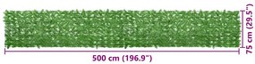 zöld leveles erkélyparaván 500 x 75 cm
