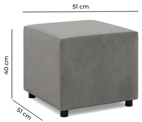 Zeus puff, bársony, 50x50, világosszürke