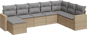 vidaXL 8 részes bézs polyrattan kerti ülőgarnitúra párnával