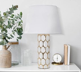 Fehér-aranyszínű kerámia asztali lámpa textil búrával (magasság 56 cm) Glam Carv – Mauro Ferretti