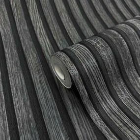 Sötétszürke Vinil Tapéta, Fa Lamellákat Utánozva
