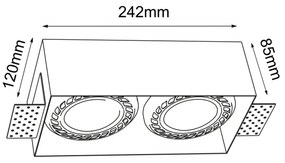 Brosline 3270 - CAGE süllyesztett mennyezeti lámpatest 2xGU10/18W/230V fekete