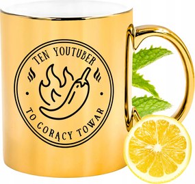 Arany csillogó bögre Youtubernek Ajándék Nyomtatott Fotóval