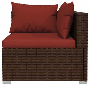 vidaXL 10 részes barna polyrattan kerti bútorszett párnákkal