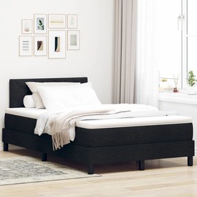 Box Spring Ágy Matraccal és LED Fénnyel Fekete 120x200 cm Szövet
