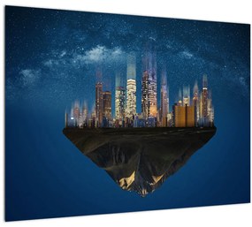 Kép - A lebegő város az űrben (üvegen) (70x50 cm)