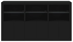 fekete tálalószekrény LED-világítással 181,5 x 37 x 100 cm