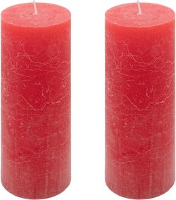 Rusztikus gyertya készlet 20 cm Ø 7,5 cm 2 db piros