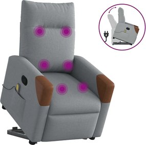 vidaXL világosszürke szövet felállást segítő dönthető masszázsfotel