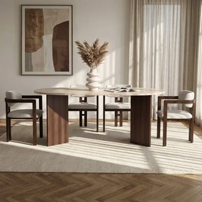 Meridia étkezőgarnitúra, travertin-milánói dió, 180 cm – TR199NRD1137