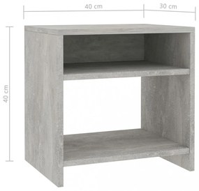 betonszürke szerelt fa éjjeliszekrény 40 x 30 x 40 cm