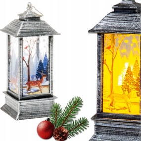 Adventi lampion karácsonyi rorátékhoz Ezüst LED-es őzike meleg fény