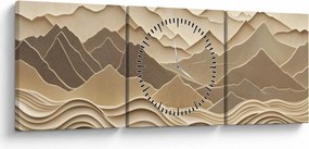 Kép - 3D hegyvonalak (órával) (90x30 cm)