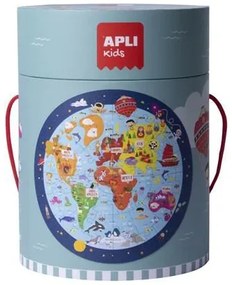 Puzzle, kör alakú, 48 darabos, APLI Kids Circular Puzzle, világtérkép (LCA18201)