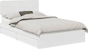 vidaXL Tárolós Ágy fejtámlával fiókkal Fehér 120 x 190 cm Faanyag