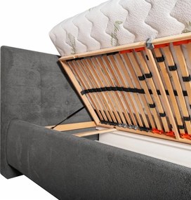 Aria kárpitozott ágy + rácsos rács + matrac EMI