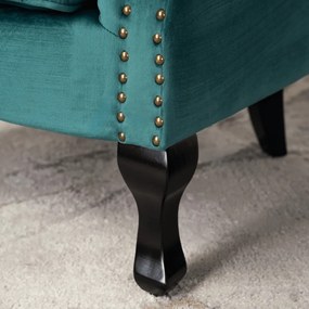 Chesterfield Fotel Zöld Bársony Kárpittal. MALLO