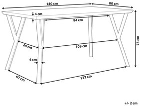 Egyedi Sötét Fa Asztal Fekete Lábazattal 140 x 80 cm BRAVO Beliani